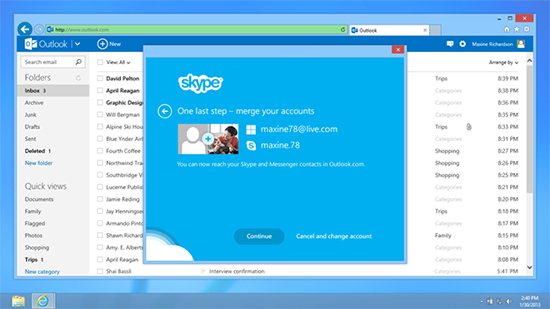 Skype Outlook Arayüzü