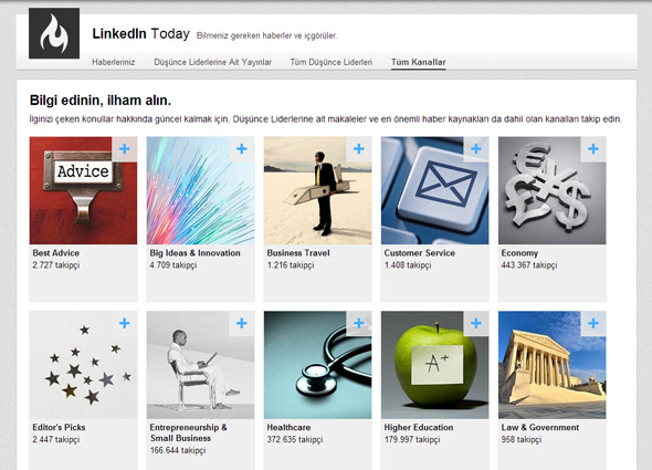 LinkedIn Today Kanallar