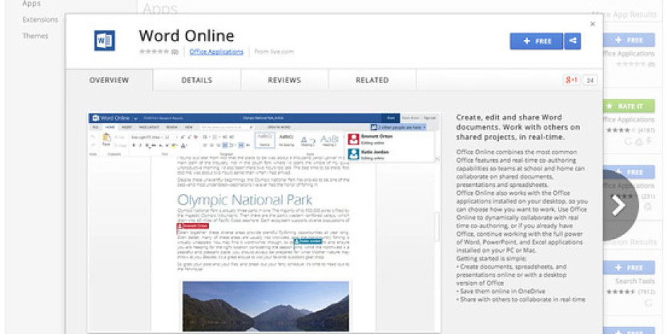 Microsoft, Office Uygulamalarını Chrome Web Mağazası’nda Ücretsiz Sunuyor