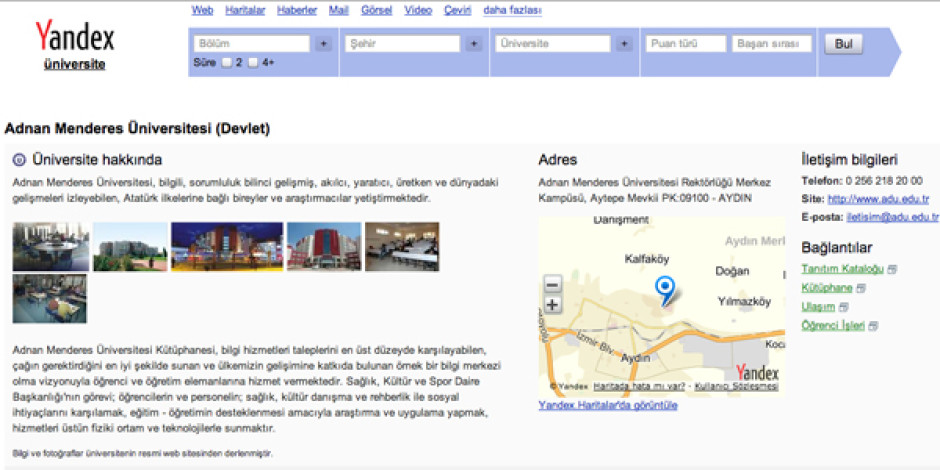 Yandex’in üniversite tercih rehberi yeniden yayında