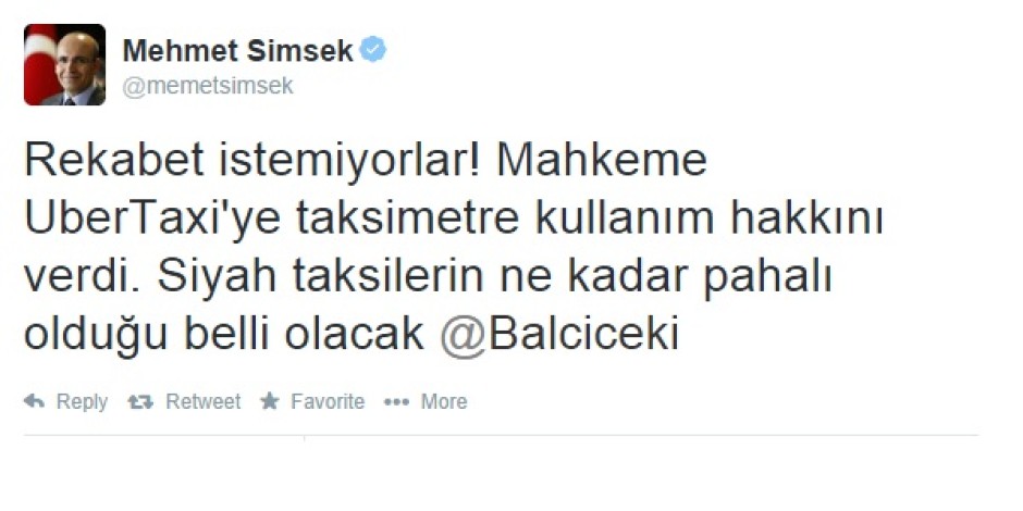 Maliye Bakanı Mehmet Şimşek’ten Uber’i destekleyici tweet