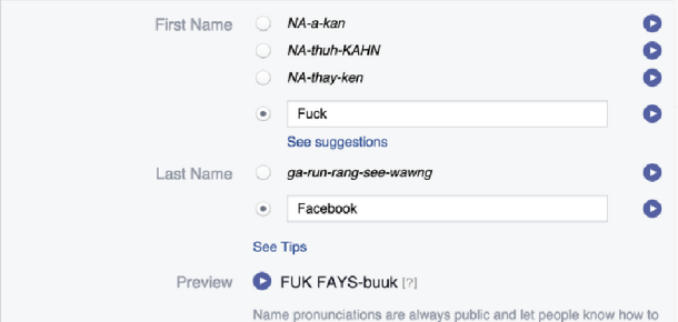Facebook’un isim telaffuz aracı ile “gerçek isim” politikasını trollemek mümkün!