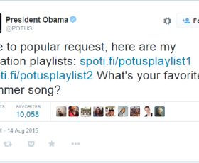 Başkan Obama Twitter’da Spotify playlistini paylaştı