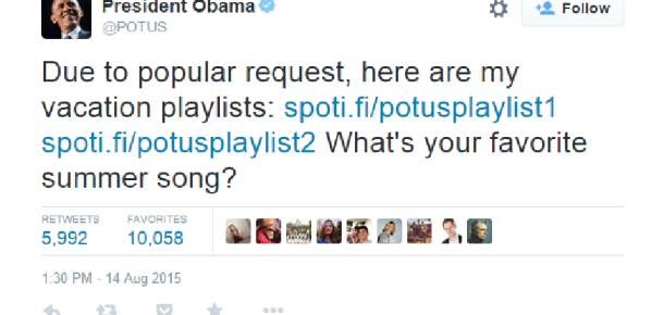 Başkan Obama Twitter’da Spotify playlistini paylaştı