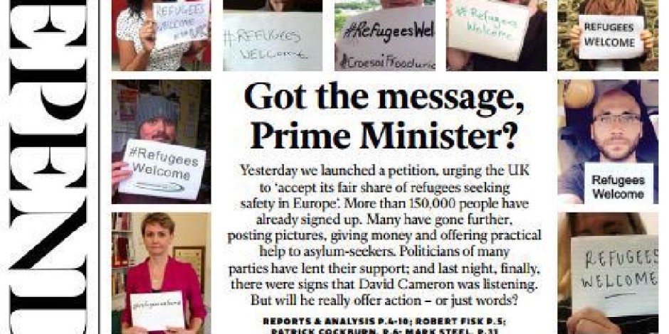 The Independent gazetesi mülteciler için kampanya başlattı