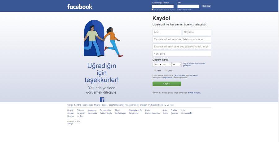 facebook garip log out tasarımı