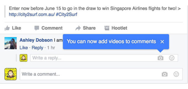 Facebook yorumlara video ile cevap verme özelliğini test ediyor