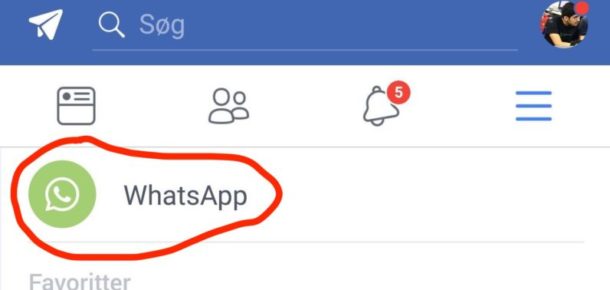 Facebook ana uygulamasında WhatsApp tuşunu test ediyor